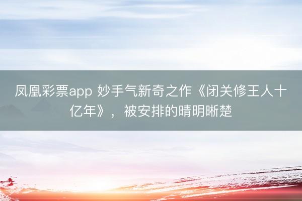 凤凰彩票app 妙手气新奇之作《闭关修王人十亿年》，被安排的晴明晰楚