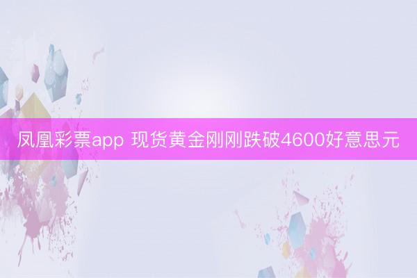 凤凰彩票app 现货黄金刚刚跌破4600好意思元