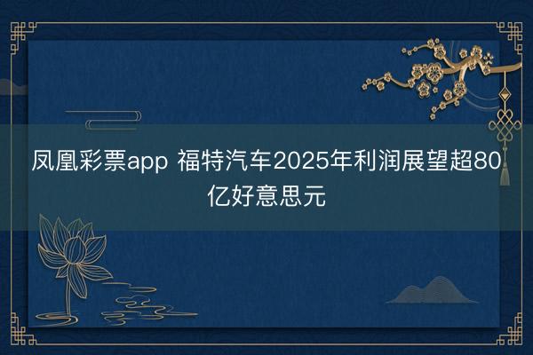 凤凰彩票app 福特汽车2025年利润展望超80亿好意思元