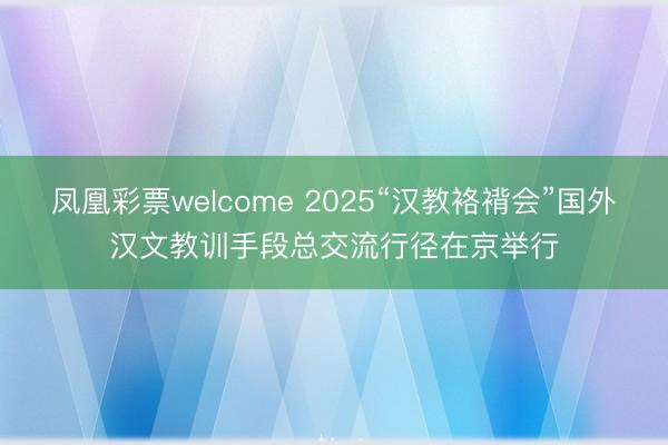 凤凰彩票welcome 2025“汉教袼褙会”国外汉文教训手段总交流行径在京举行