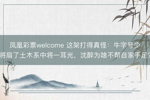 凤凰彩票welcome 这架打得真怪:牛字号少将扇了土木系中将一耳光,沈醉为啥不帮自家手足?
