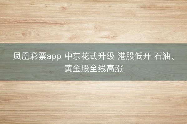 凤凰彩票app 中东花式升级 港股低开 石油、黄金股全线高涨